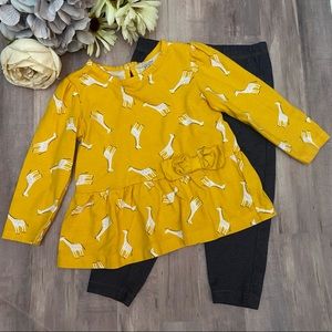 Carter’s Girls Giraffe ruffled top & leggings 18mo